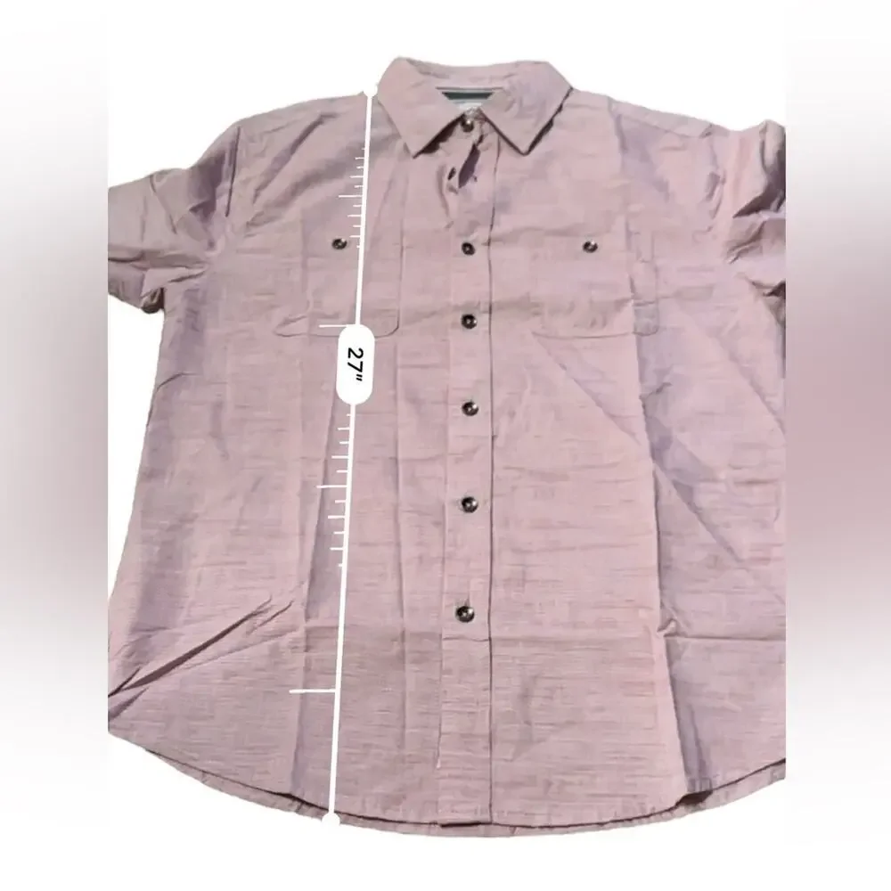 Flag & Anthem Mauve 100% Cotton Short Sleeve Button Down Shirt Sz S NEW‎